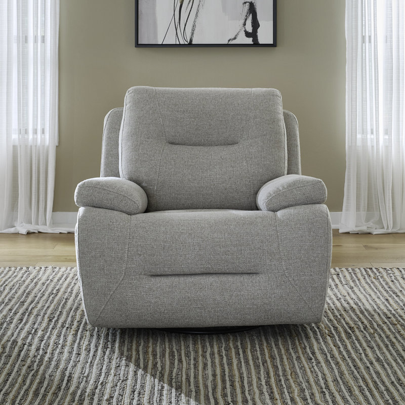 Trevina Swivel Glide Power Recliner, Gray Fabric