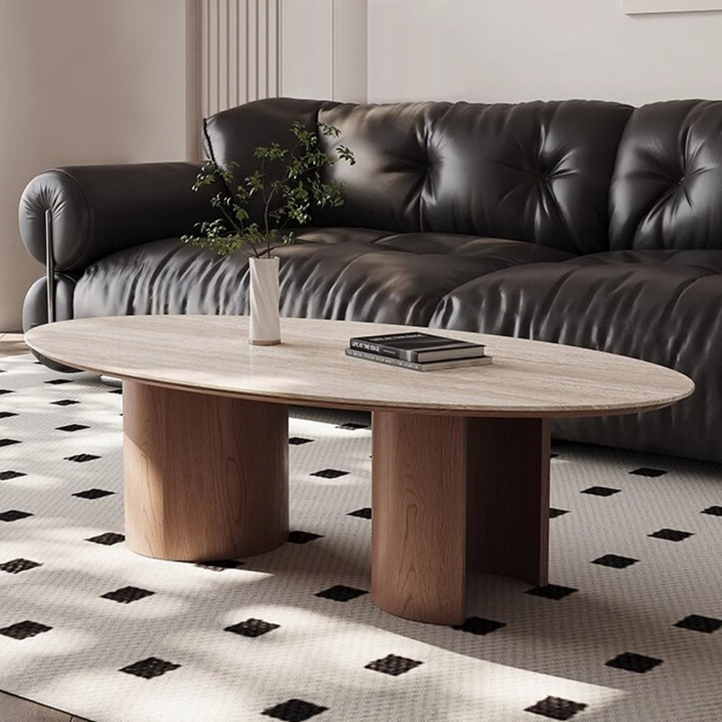 Table basse simple de style français, H 15,7 po x L 51,2 po x l 27,6 po, Brun