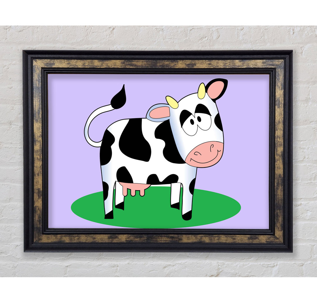 Happy Cow Lilac - Einzelner Bilderrahmen Kunstdrucke