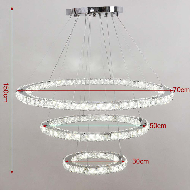 Bayviewpark 3 - Light Transparent LED Crystal Pendant, 120cm H x 70cm W x 70cm D