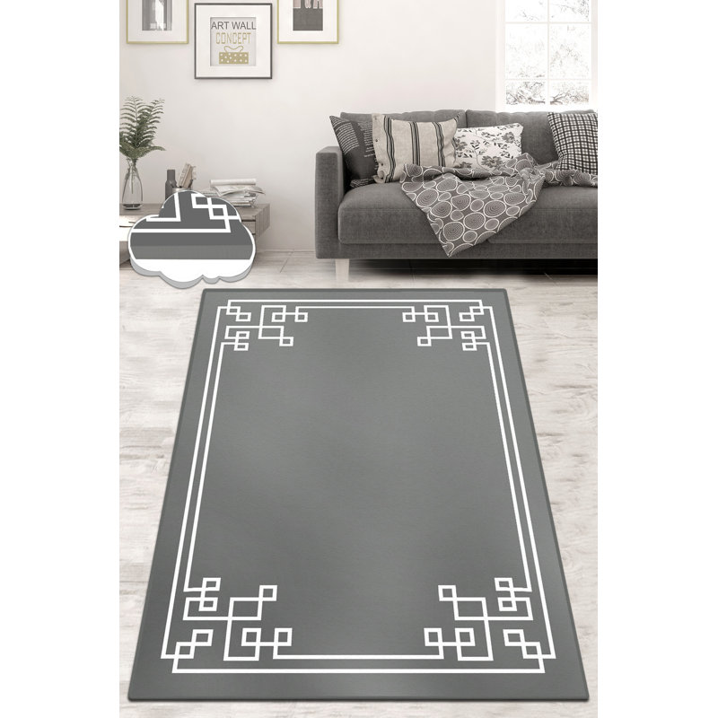 Luxurious Hall Carpet, 31.5 x 59.1 inches, 100% Polyester, 0.16 in Pile Height | Antibacterial, Non-Slip Felt Dot Underside | Machine Washable, Durable & Stylish Grey Design for Entryways & Living Rooms