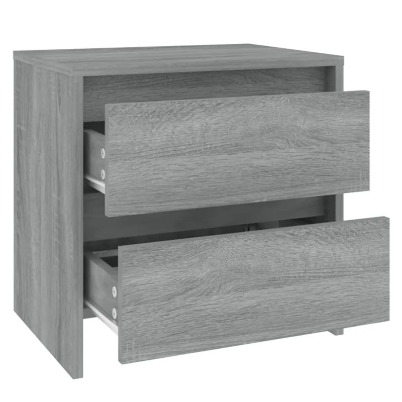 Georgan 45cm W Particle Board / Chipboard Bedside Table, Grey, Set of 2