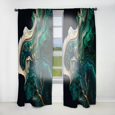 Abstract Geode Marble I - Abstract Marble Room Darkening Abstract Curtain - 1 Panel