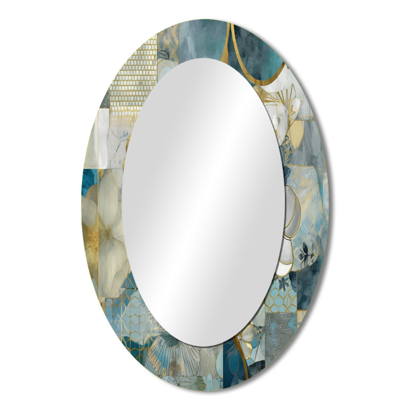 Miroir mural doré doré à motif floral II, 36 po x 24 po