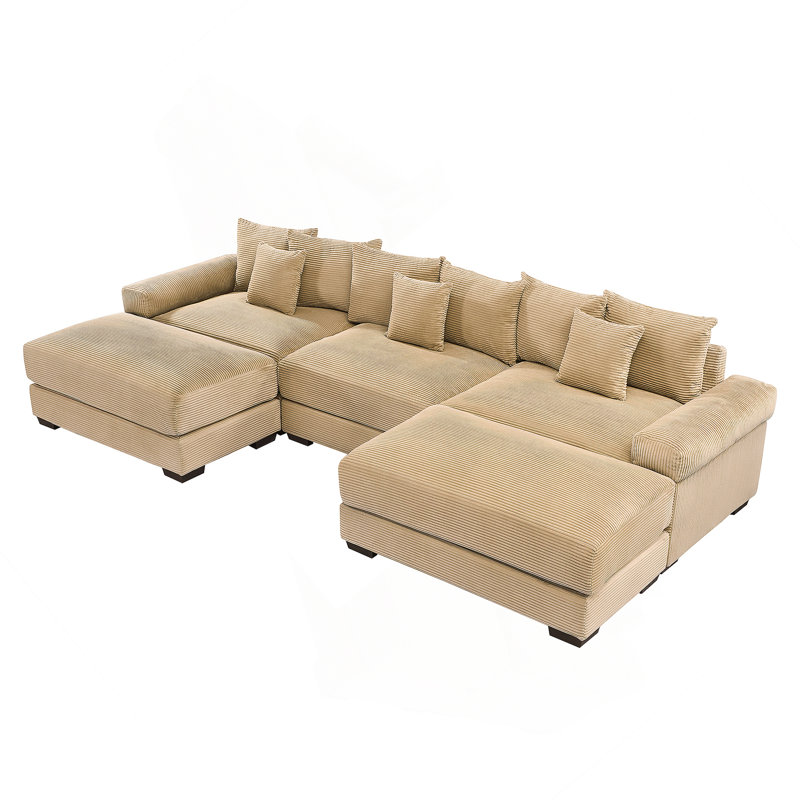 Canapé modulaire surdimensionné 130 po Cloud, Velours côtelé chameau