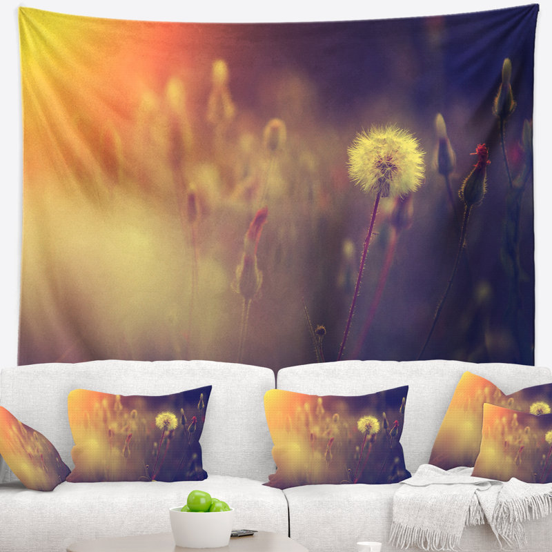 Tapisserie de fond photo pissenlit en polyester avec accessoires suspendus inclus, H 50 po x l 60 po