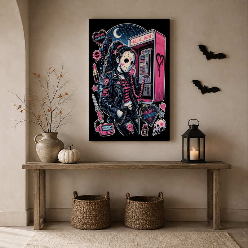 «Girl in Hockey Mask at Neon», H 36 po x l 24 po