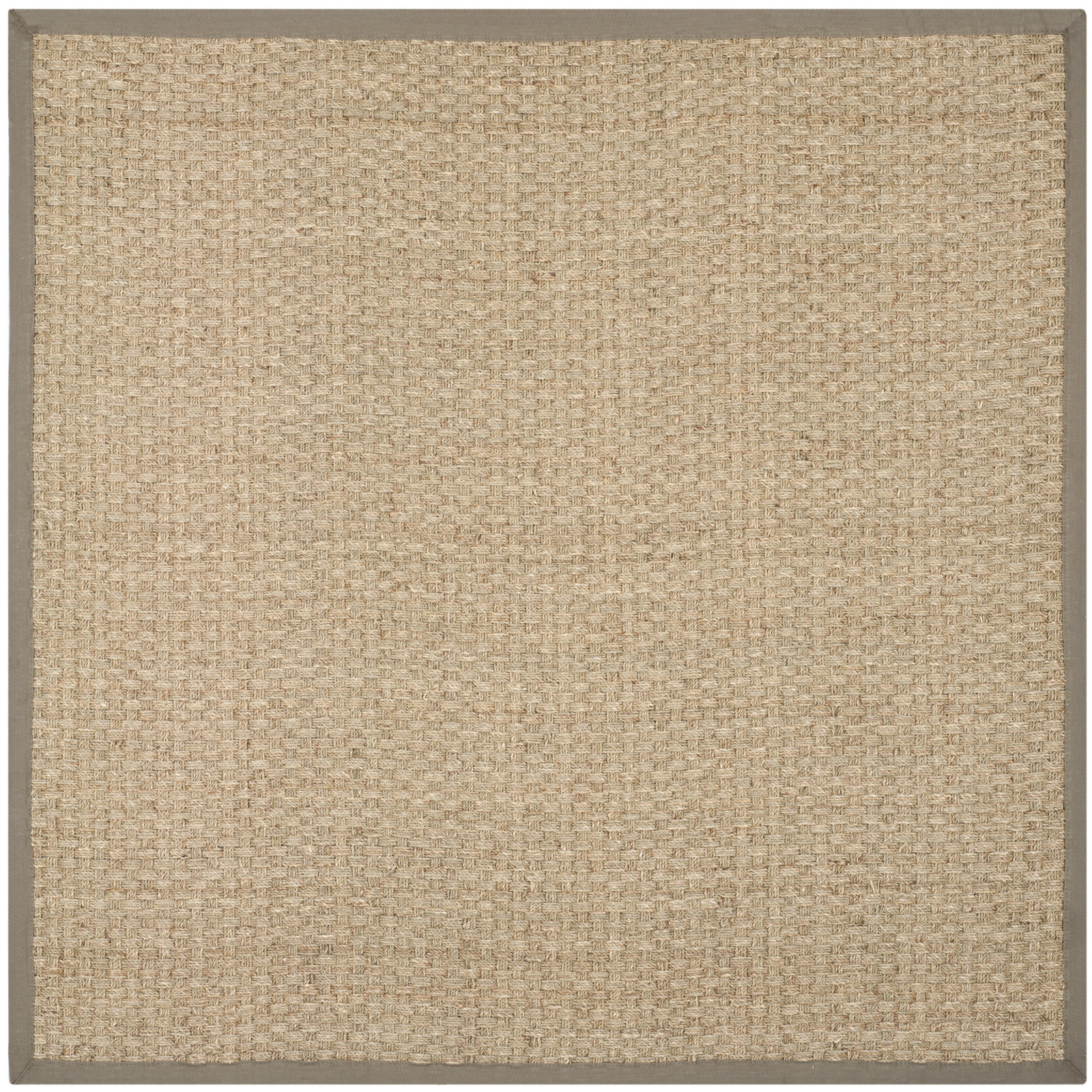 Lasone Natural Gray Seagrass Rug, Square 7'