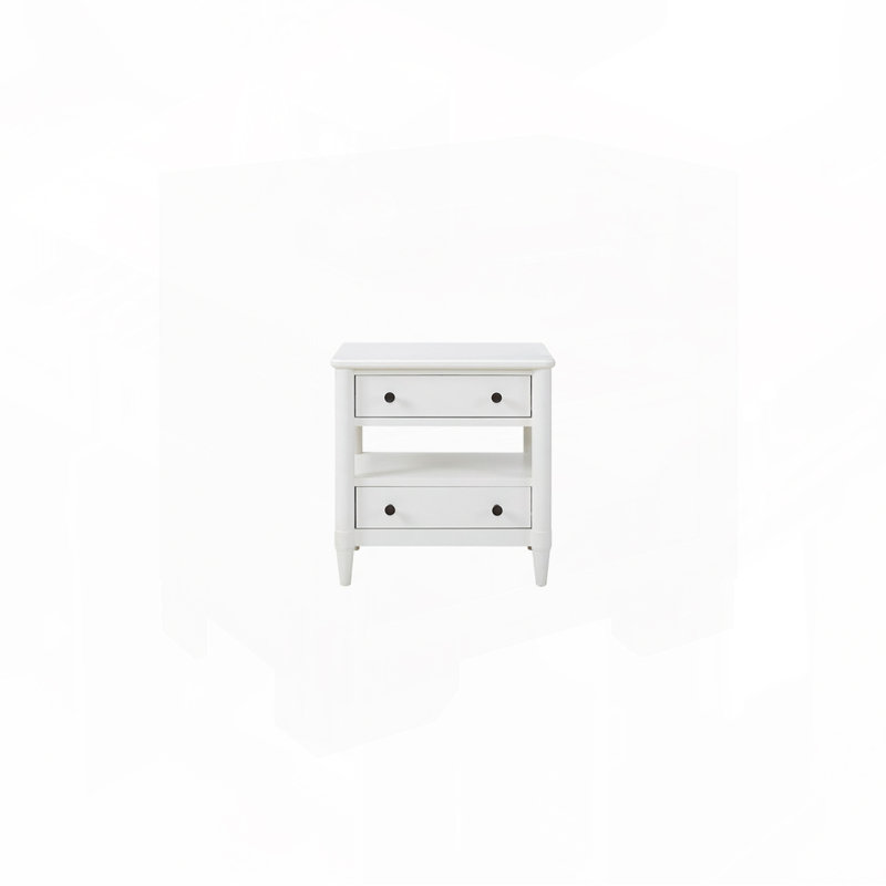 Table de chevet avec 2 tiroirs, Blanc