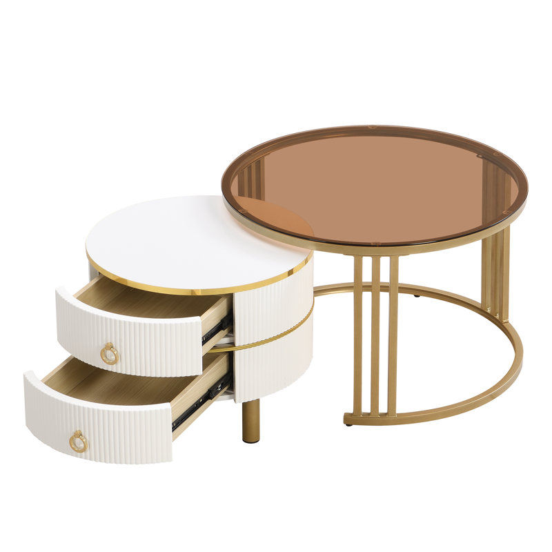 Coffee Table with Storage, White