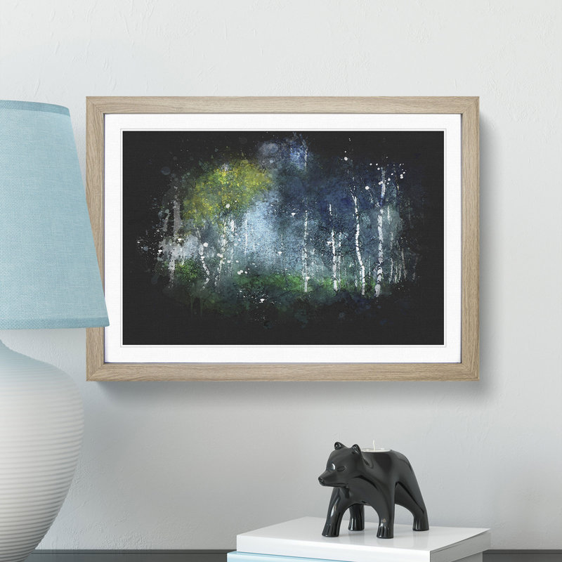 Wonderous Birch Tree Forest - Picture Frame Graphic Art Print, 45cm H x 63cm W x 2cm D, Oak Framed