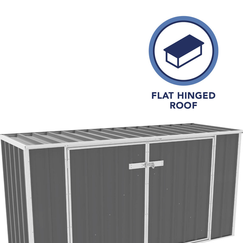 7.5 x 2.5 ft Gray Galvanized Steel Double Door Storage Shed