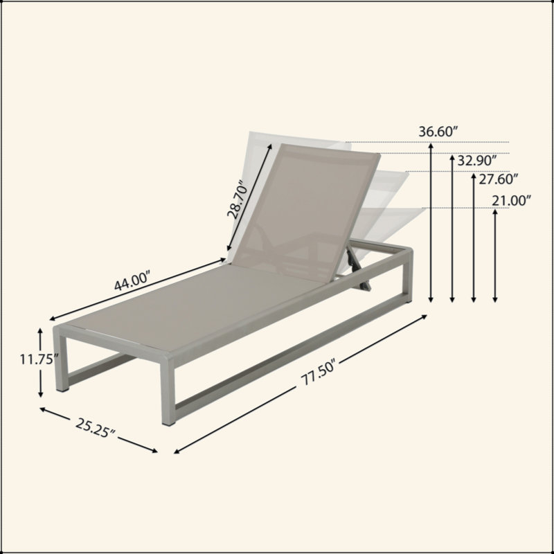Ensemble de chaises longues d'extérieur polyvalentes en aluminium pour la détente et le confort, 2 pièces