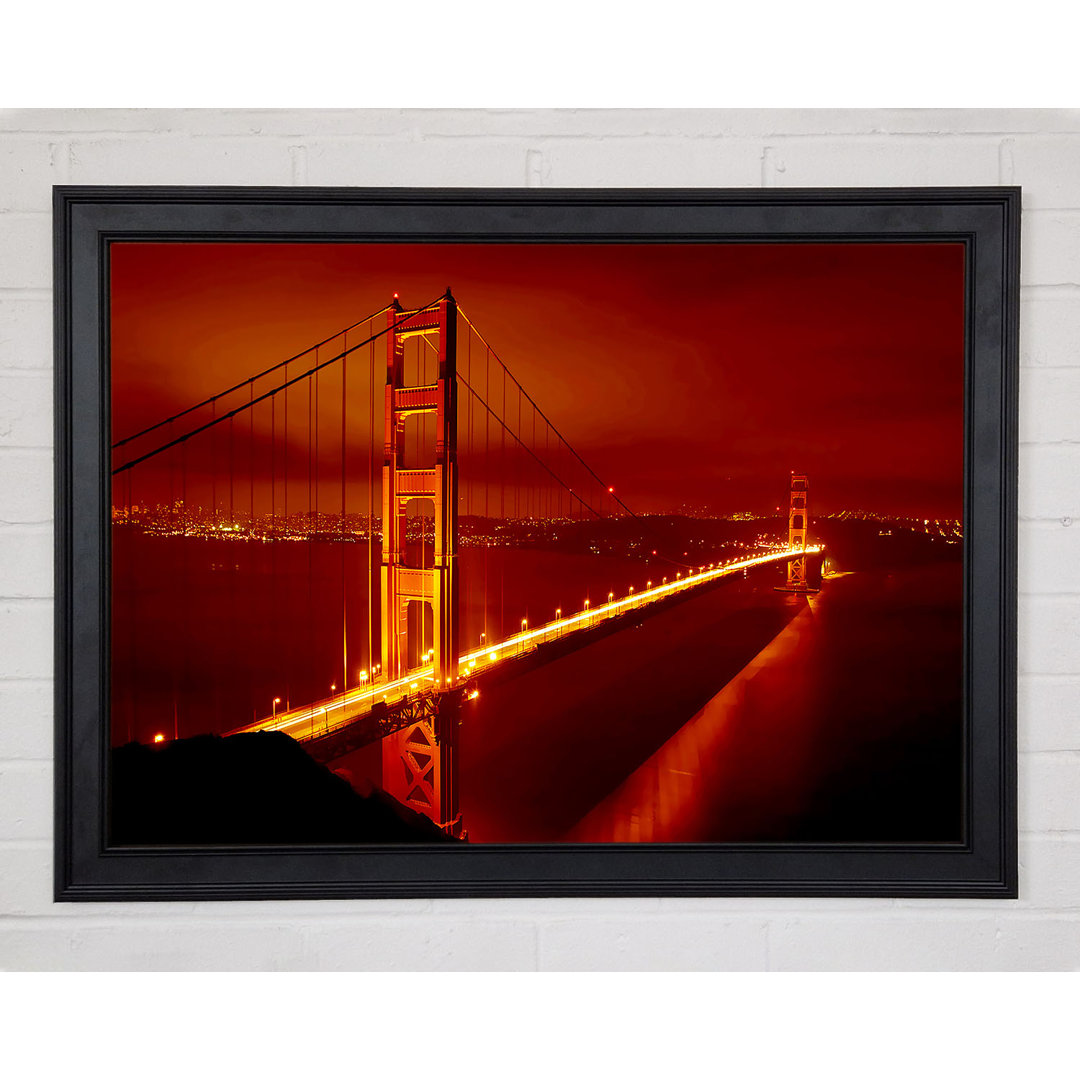 San Francisco Golden Gate Bridge Rotes Glühen - Einzelner Bilderrahmen Kunstdrucke