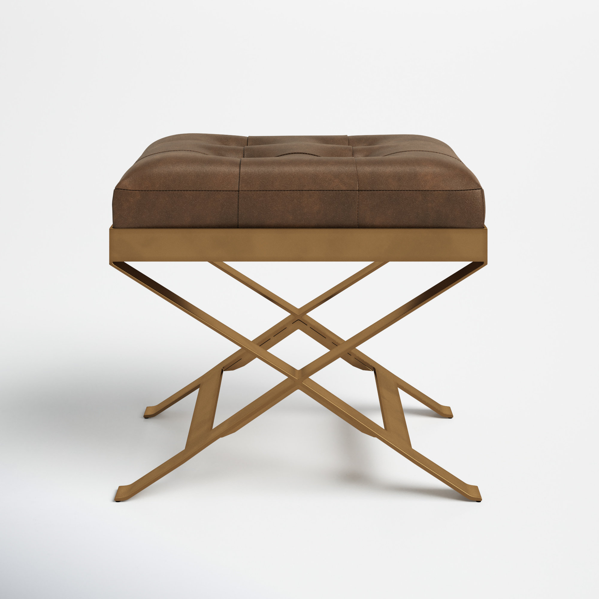 Brown leather vanity stool hotsell