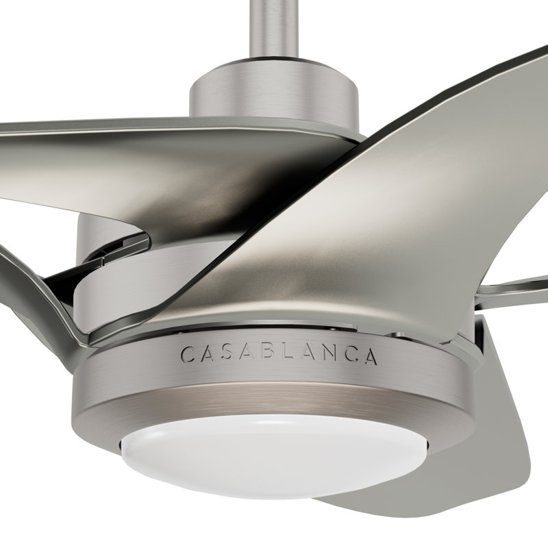Casablanca 60 inch Inez ENERGY STAR® Damp Rated Ceiling Fan with Lights and Wall Control, Nickel