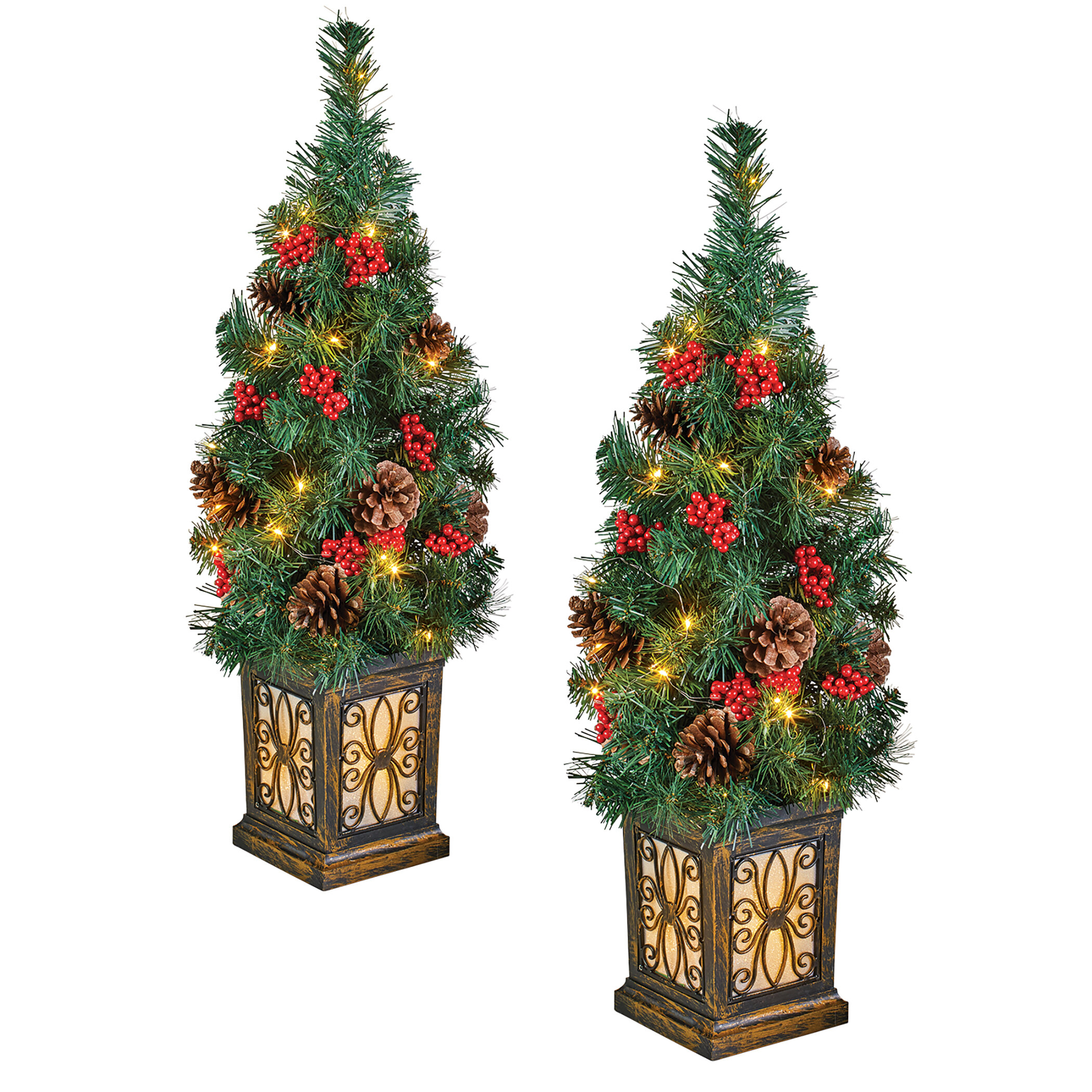 The Holiday Aisle® Lighted Artificial Pine Tree Plant in Vase & Reviews ...