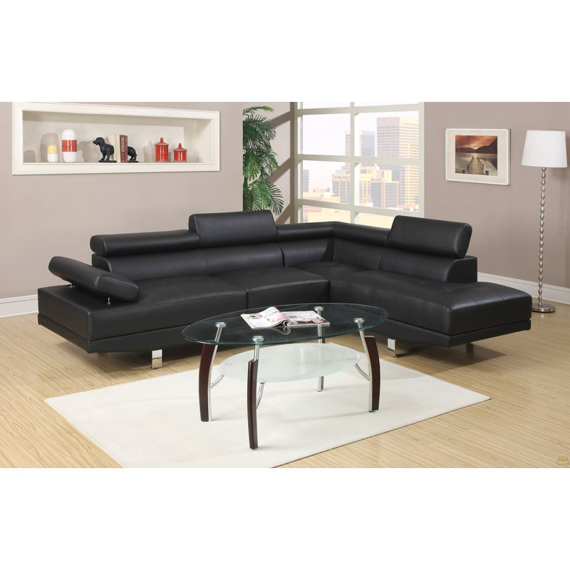 Canapé modulaire en similicuir noir