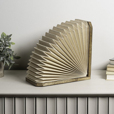 Langton 10.6" Modern Art Deco Paper Half Pleated Fan LED Table Lamp