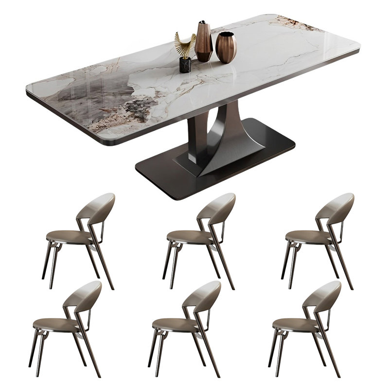 Ensemble de table de salle à manger rectangulaire et chaises, H 29,52 po x L 70,86 po x l 35,43 po