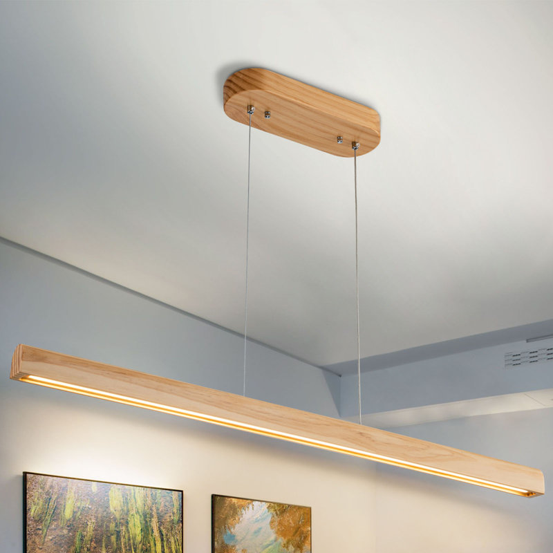 Rolde 1 - Light LED Kitchen Island Pendant, Wood, 70.87" H x 39.37" W x 4.64" D