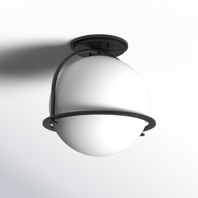 McCormick Hand Blown Glass Semi Flush Mount, Black