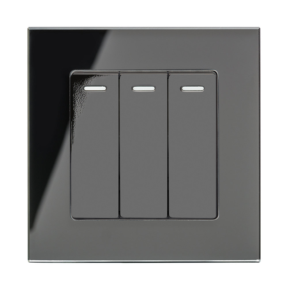 Crystal PG 3 Gang Rocker Light Switch White