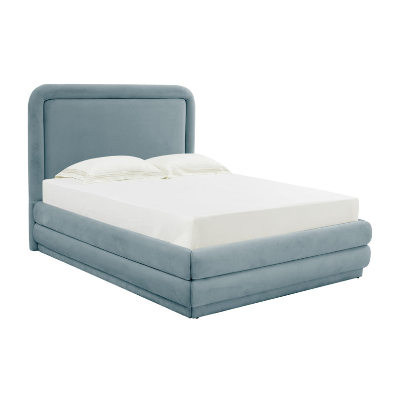 Upholstered Platform Bed, King, Bluestone