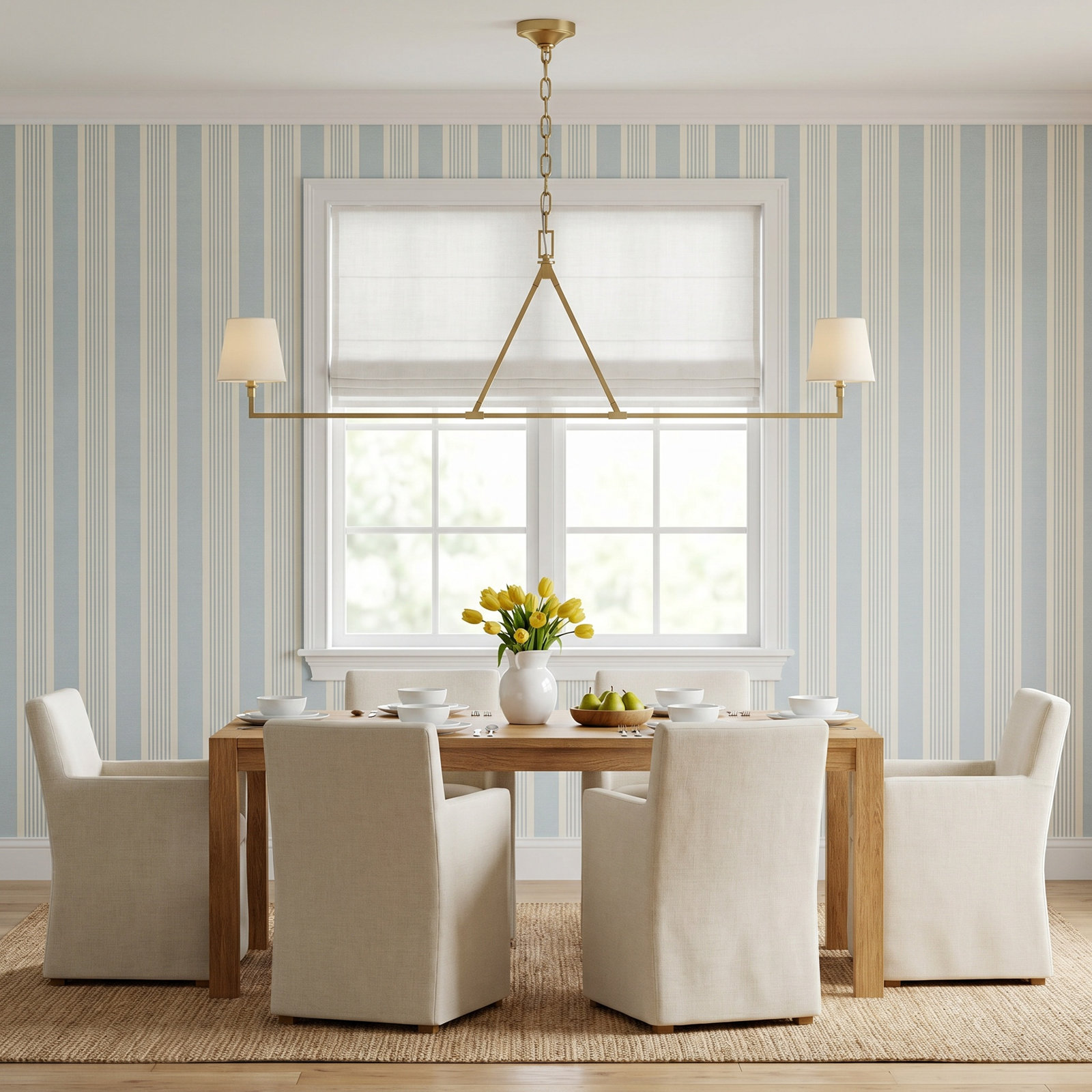 2 - Light Dimmable Linear Chandelier, Burnished Brass