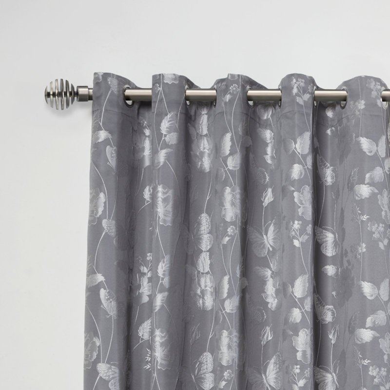 Metal Sliced Antique Brass Stainless Steel Adjustable 160cm to 300cm 2cm Single Curtain Pole, 1.2 - 2.1m, Black Silk