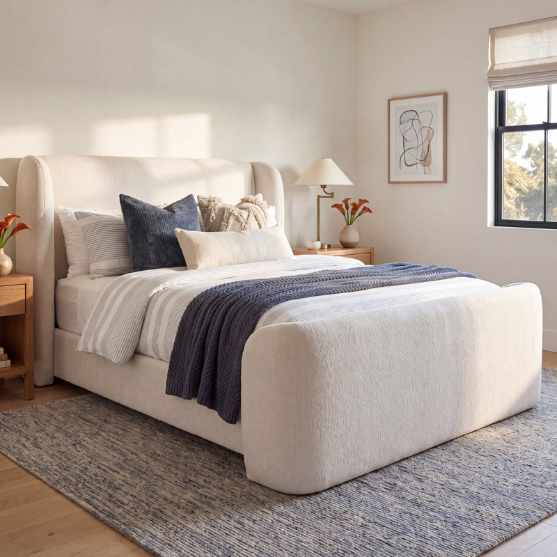 Saffi Paulien Wingback Upholstered Bed, King 