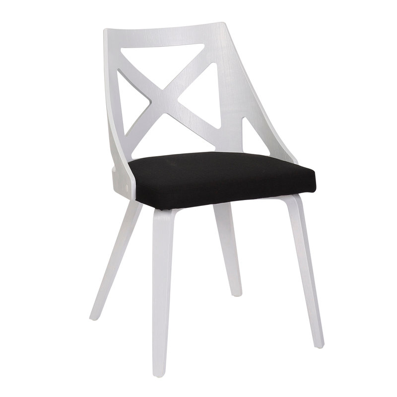 Chaise Charlotte en bois texturé blanc et tissu gris anthracite par Lumisource - 2