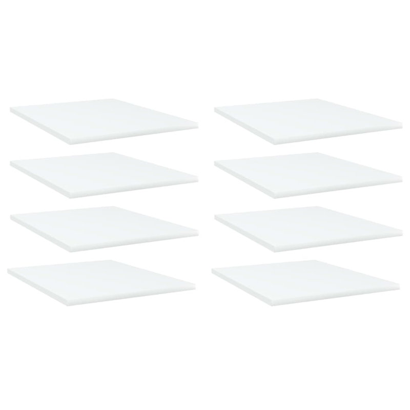 Bookshelf Boards 8 pcs Engineered Wood, White, (8 Shelves) 0.59" H x 15.75" W x 19.69" D
