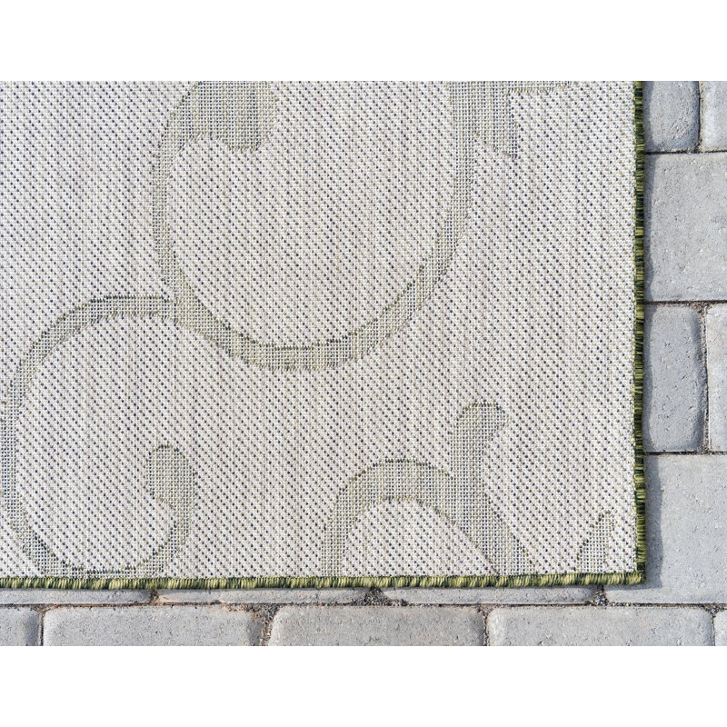 Hague Botanical Green Indoor/Outdoor Area Rug, Rectangle 4' x 6'