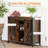Industrial Sideboard Buffet Cabinet By . Rustic Brown. With Adjustable Shelf. Sliding Door. 35.5" W X 13.5" D 30" H Sideboard. Brown Finish. Door And Shelf For Room.