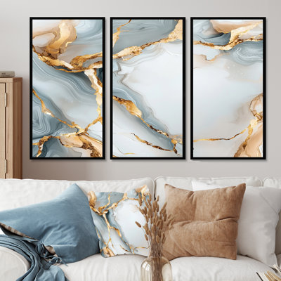 Fractured Marble Time I - Ensemble d'art mural abstrait en marbre