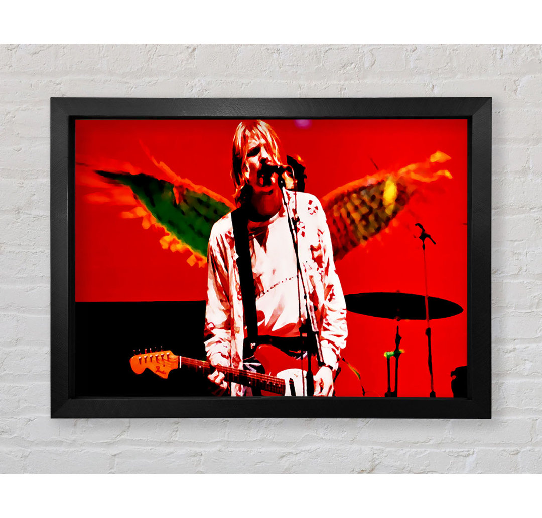 Kurt Cobain Angel Wings Gerahmter Druck