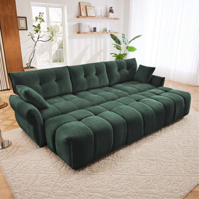 Ensemble de canapé 3 places avec 3 repose-pieds et coussins, structure en bois massif robuste en chenille texturée élégante. Idéal pour les salons, les salons, les bureaux et les hôtels