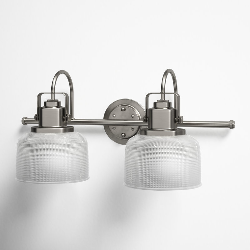 Rosser 2 Light Transparent Dimmable Vanity Light, Antique Nickel