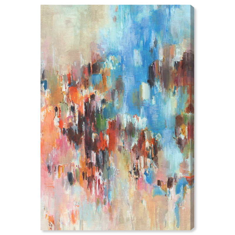 Lovely Feeling Blue and Orange Abstract Canvas Wall Art, 10" x 15"