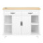 Îlot de cuisine de 47,2 po avec table à rallonge de 13,8 po, placage en bois d'hévéa, rangement interne, centrale électrique intégrée