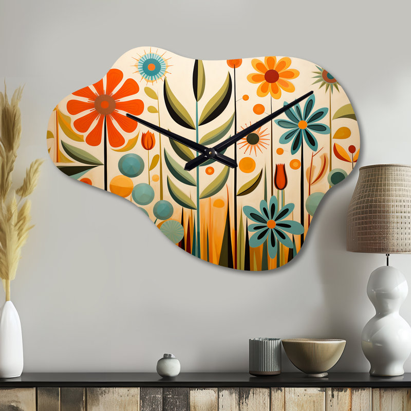 Horloge murale rouge Mid Mid Century, Petit