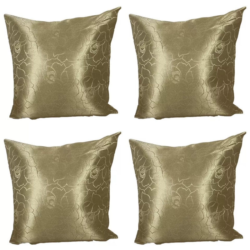 Kurtz Indoor / Outdoor Floral Yellow Square Throw Cushion Cover Pack Of 4