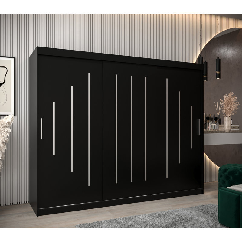 Assemgul 3 Door Manufactured Wood Wardrobe, Black/White