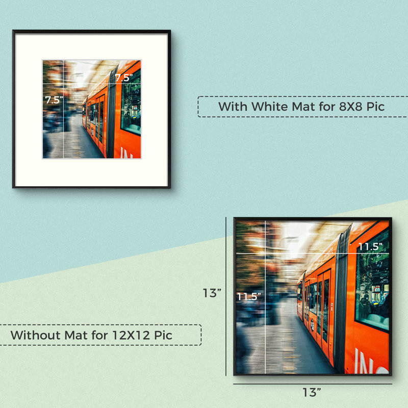 Black Metal Picture Frame - Set of 2 with Mat