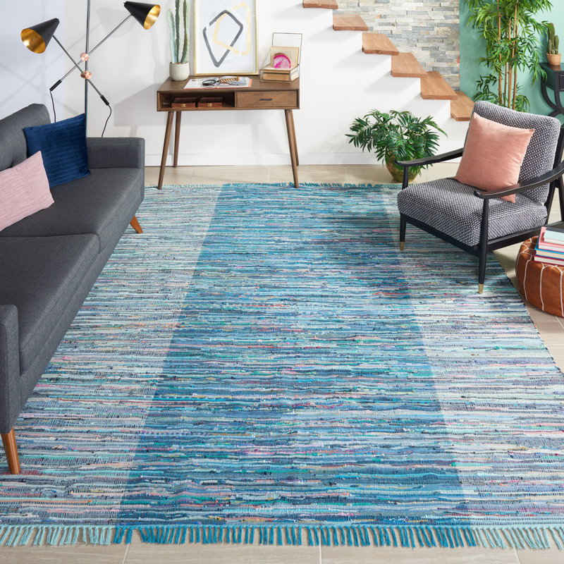 Tapis à rayures en coton tissé à plat Mcleod, Rectangle 8 pi x 10 pi