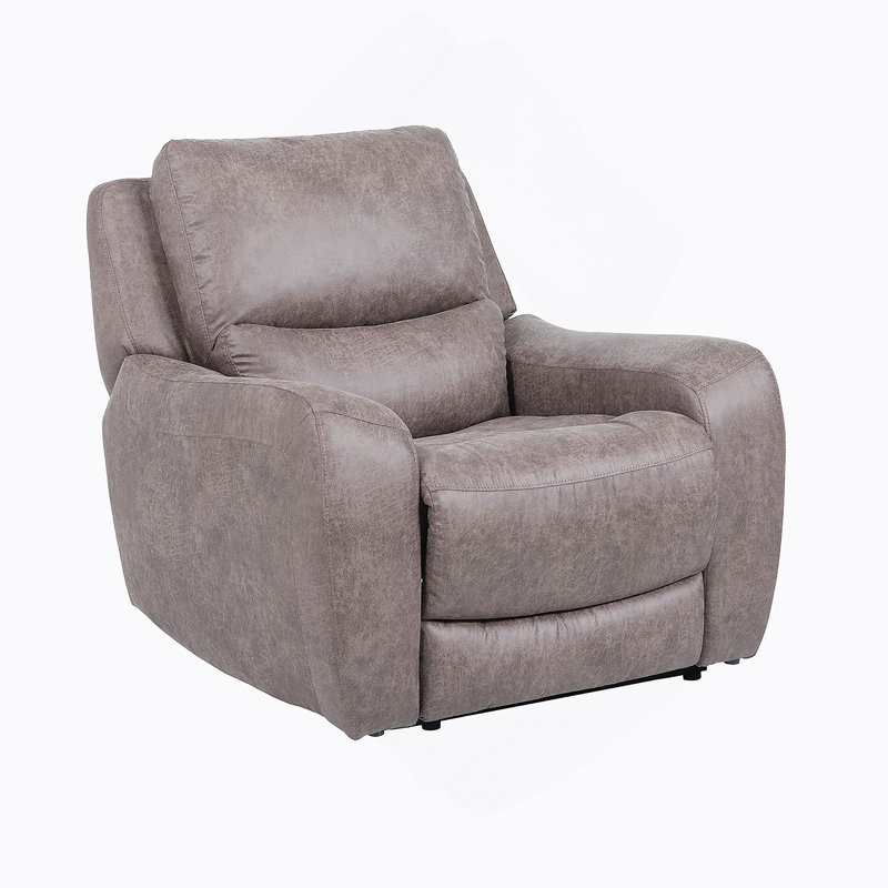 Fauteuil inclinable électrique en mousse à haute densité de style contemporain avec accoudoirs souples en mousse de bois massif et finition brune
