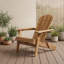 Chaise de patio pliante en bois d'acacia avec dossier à lattes, accoudoirs larges, structure en bois franc résistant à l'eau