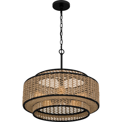 Luminaire suspendu tambour noir / brun à 5 lumières Bramlett