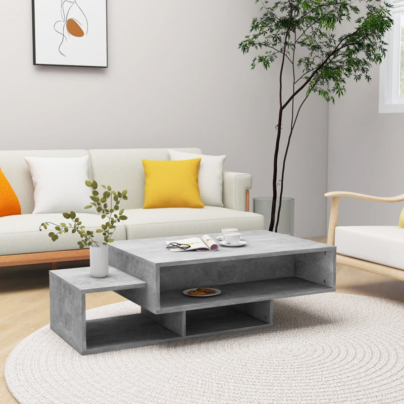Godding Pedestal Coffee Table with Storage, Concrete Grey